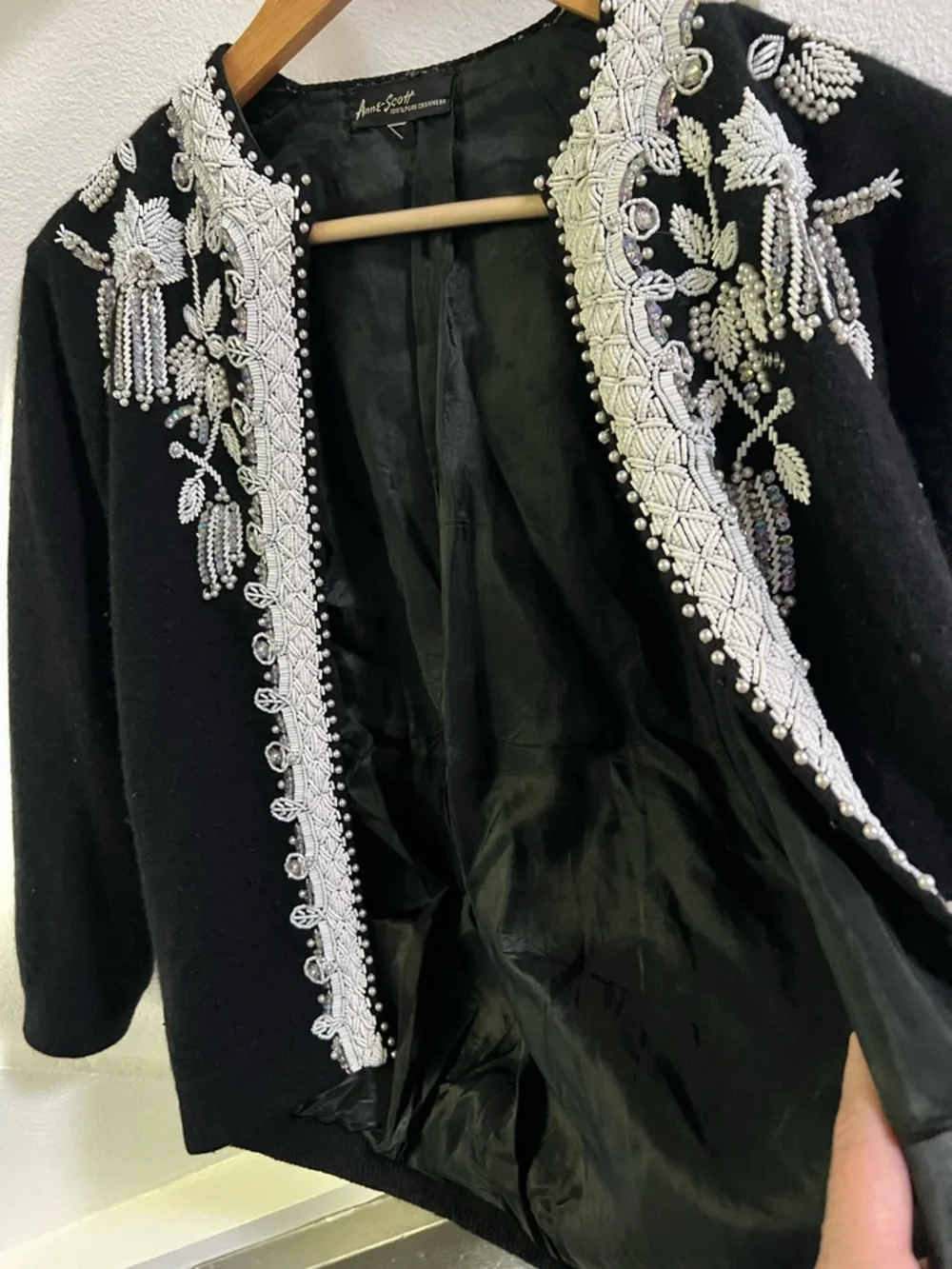 Anne Scott Vintage Embellished Black Women's Cardigan Sweater - Picture 7 of 12
